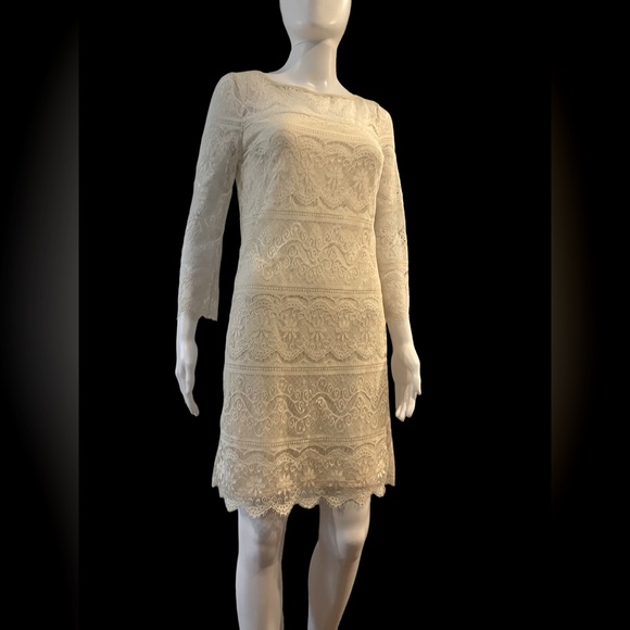 ✨Max Studio cream colored lace midi dress w/ built in slip! - Picture 6 of 16